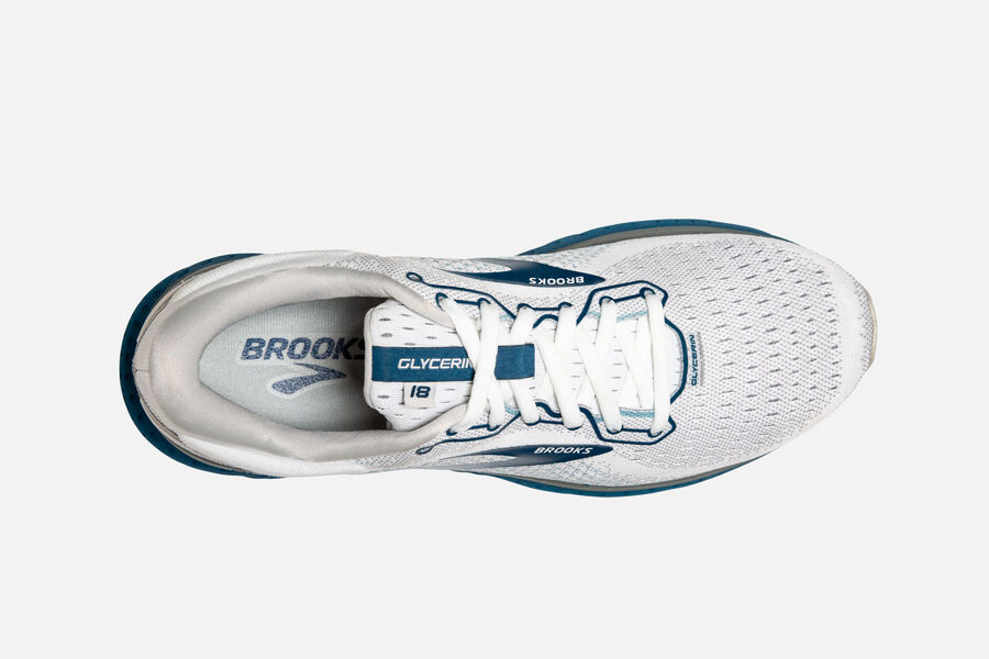 Brooks Glycerin 18 Road Löparskor Herr - Vita/Blå - 8523-NKLYT